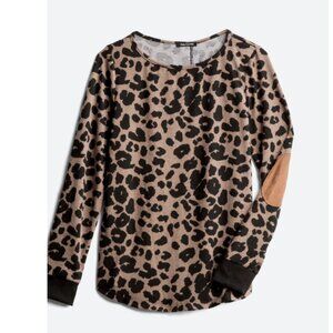 PINK CLOVER Abby Button Back Knit Top Leopard Sweater Size XL Cheetah